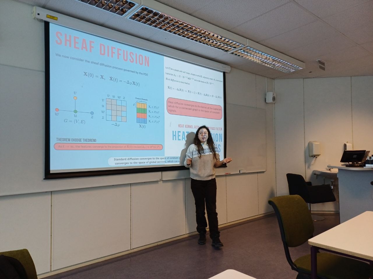 Dionisia Naddeo giving a seminar on Sheaf Neural Networks